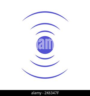 Echosonarwellen. Blaues Radarsymbol auf See und Ultraschallsignalreflektion. Symbol Erfassen und Scannen von Vibrationen oder Wasser. Runde pulsierende Kreiswellenform Stock Vektor