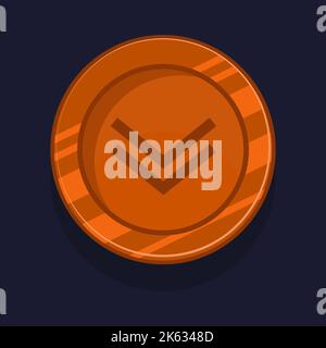 Spielerfolge Abzeichen oder Rang Symbol Cartoon. Bronzemedaille oder Medaillenprämie. Level up Münze mit Stern und Element für ui-Asset. Trophäen Symbol Vektor-illuu Stock Vektor