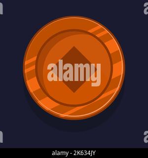 Spielerfolge Abzeichen oder Rang Symbol Cartoon. Bronzemedaille oder Medaillenprämie. Level up Münze mit Stern und Element für ui-Asset. Trophäen Symbol Vektor-illuu Stock Vektor