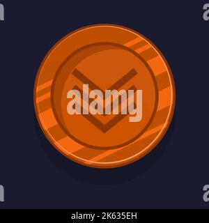 Spielerfolge Abzeichen oder Rang Symbol Cartoon. Bronzemedaille oder Medaillenprämie. Level up Münze mit Stern und Element für ui-Asset. Trophäen Symbol Vektor-illuu Stock Vektor