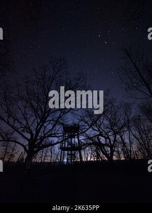 Blue Mound, Wisconsin, Sternenhimmel im Winter Stockfoto