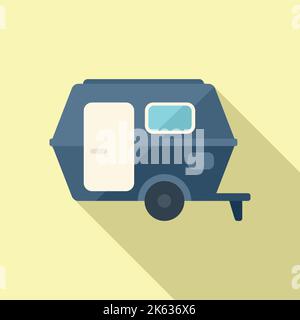 Flacher Vektor mit Auto Camper-Symbol. Caravan-Bus. Transporter Stock Vektor