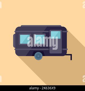 Flacher Vektor mit Anhänger für Wohnmobile. Auto-Bus. Reisen Sie nach Hause Stock Vektor