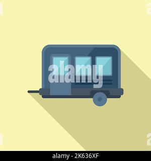 Flacher Vektor des Anhängersymbols. Autokarawane. Auto-Bus Stock Vektor