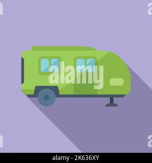 Flacher Vektor mit Camper-Caravan-Symbol. Auto Auto. Bus-Van Stock Vektor