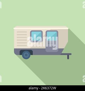 Flacher Vektor des Anhängersymbols. Wohnmobil. Heimreise Stock Vektor
