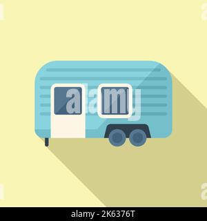 Flache Vektorgrafik für Anhänger für Freizeit. Auto Camper. Auto-Bus Stock Vektor