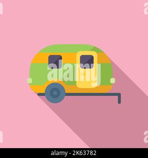 Flacher Vektor mit Camper-Symbol. Auto-Bus. Transporter Stock Vektor