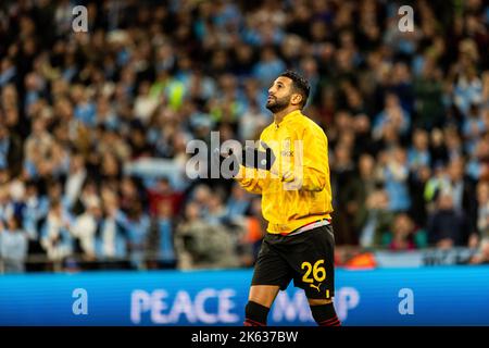 Kopenhagen, Dänemark. 11. Oktober 2022. Riyad Mahrez (26) aus Manchester City während des UEFA Champions League-Spiels zwischen dem FC Kopenhagen und Manchester City im Park in Kopenhagen. (Foto: Gonzales Photo/Alamy Live News Stockfoto