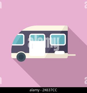 Flacher Vektor mit Symbol für Urlaubswohnhome. Wohnmobil. Reisen Sie nach Hause Stock Vektor