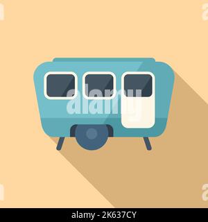 Flacher Vektor mit Camper-Symbol. Auto-Bus. Transporter Stock Vektor