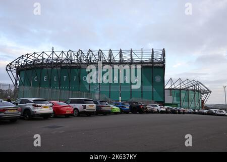 Glasgow, Großbritannien. 11. Oktober 2022. Fußball: Champions League, Celtic Glasgow - RB Leipzig, Gruppenphase, Gruppe F, Matchday 4 im Celtic Park: Das Stadion von außen. Quelle: Jan Woitas/dpa/Alamy Live News Stockfoto