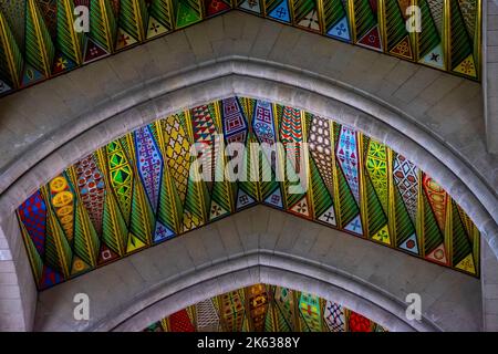 Detail von der Decke der Kathedrale von Almudena, Madrid, Spanien Stockfoto