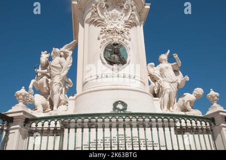 Basis der Statue von König Joseph 1, Praca de Commercio, Lissabon, Portugal Stockfoto