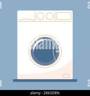 Waschmaschine mit Blasen. Vektorgrafik im flachen Stil. Stock Vektor