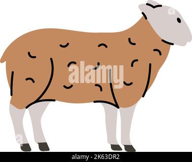 Schaf handgezeichnete Silhouette. Schafssymbol. RAM-Silhouette. Nutztier isoliert auf weißem Hintergrund. Stock Vektor