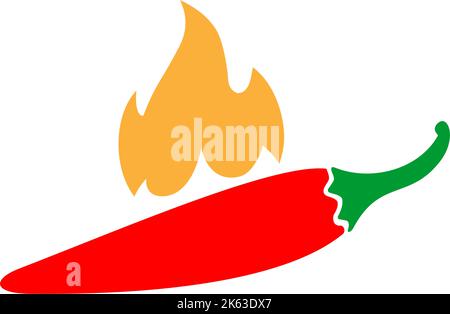 ot Chilischoten mit Feuerdarstellung. Scharfe Chilischoten Skizze. Vegetarisch gesunde Lebensmittel. Handgezeichnetes Designelement der Skizze. Vektorgrafik Stock Vektor
