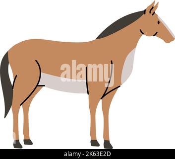 Handgezeichnete Silhouette des Pferdes. Pferdesymbol. Silhouette des Hengstes. Nutztier isoliert auf weißem Hintergrund. Stock Vektor