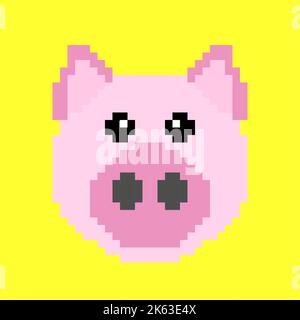 Ein süßer Vektor eines Schweinefalls, isoliert auf gelbem Hintergrund, Cartoon-Design Stock Vektor