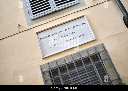 Casa Filippo Lippi - das Haus, in dem der Maler Fra Filippo Lippi in der Via d'Ardiglione in Florenz geboren wurde Stockfoto