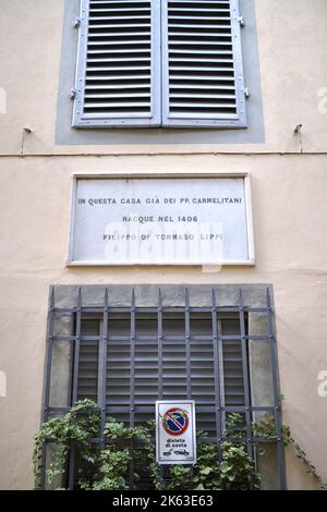 Casa Filippo Lippi - das Haus, in dem der Maler Fra Filippo Lippi in der Via d'Ardiglione in Florenz geboren wurde Stockfoto