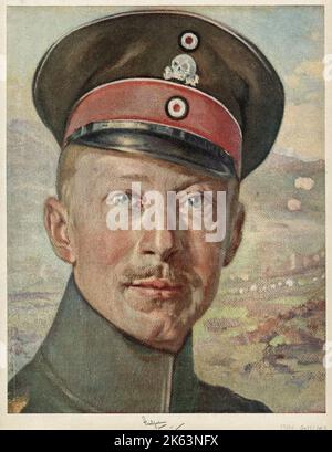 Kronprinz Wilhelm (1882 - 1951), Sohn von Kaiser Wilhelm II., hier in Uniform während des Ersten Weltkriegs gesehen. Stockfoto