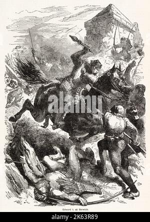 Edward I, Nachname Longshanks, überquerte am 12. März 1296 den Fluss Tweed und belagerte die schottische Stadt Berwick während des Ersten Unabhängigkeitskriegs Stockfoto