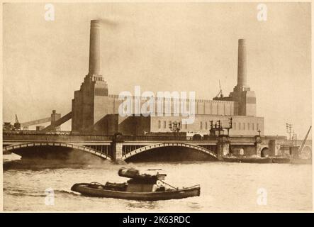 Das neue Kraftwerk Battersea in London, die Architektur wurde von Sir Giles Gilbert Scott geplant und ist jetzt ein denkmalgeschütztes Gebäude der Kategorie II. Stockfoto