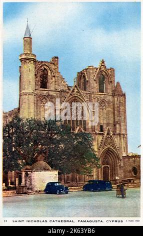 Famagusta, Zypern - die Pascha-Moschee Lala Mustafa (ursprünglich bekannt als Kathedrale des Heiligen Nikolaus). Stockfoto