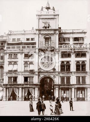 C 1880 s Italien - Clock Tower in der Markusplatz Venedig Stockfoto