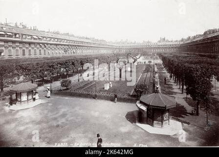 Vintage 19. Jahrhundert Fotografie - Gärten des Palais Royal, Paris Frankreich Stockfoto