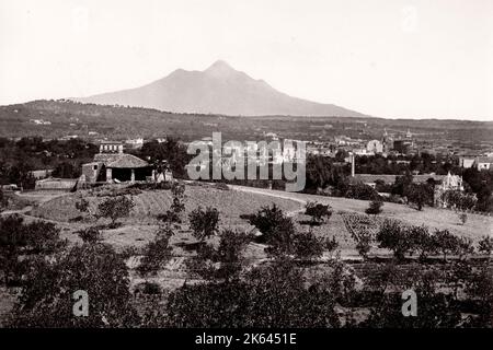 19th Jahrhundert Vintage Fotografie, Italien c,1870s - 1880s - Ätna, Vulkan, Catania, Sizilien. Stockfoto