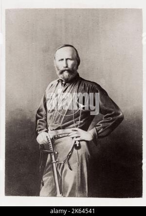 Vintage 19. Jahrhundert Foto: Giuseppe Maria Garibaldi war ein italienischer General, Patriot und Republikaner. Er trug zur Vereinigung Italiens und zur Gründung des Königreichs Italien bei. Stockfoto