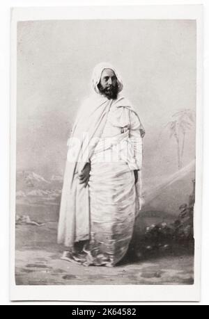 Altes Foto aus dem 19. Jahrhundert: Abdelkader ibn Muhieddine (6. September 1808 - 26. Mai 1883; Abd al-QaÂdir ibn Mua-DIN bekannt als Emir Abdelkader oder Abdelkader El Hassani El Djazairi, war ein religiöser und militärischer Führer Algeriens. Stockfoto