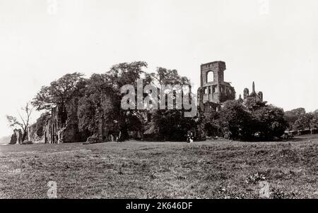 Vintage 19. Jahrhundert Foto: Kirkstall Abbey, Leeds. Stockfoto