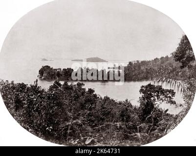 C 1860 s Südostasien - Early View von Singapur Stockfoto