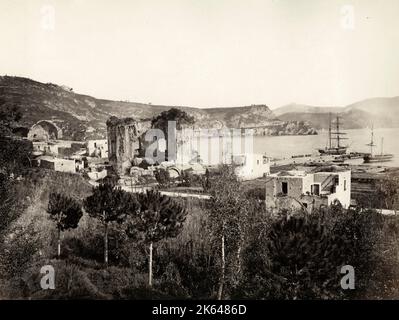 Vintage 19. Jahrhundert Foto: Italien um 1880 - Baia, Baiae war eine alte römische Stadt am Nordwestufer des Golfs von Neapel und jetzt in der Gemeinde Bacoli. Stockfoto