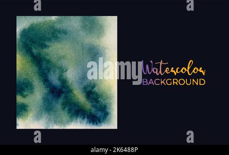 Ein abstraktes, wasserfarbenes Hintergrunddesign, isoliert auf schwarzem Hintergrund Stock Vektor