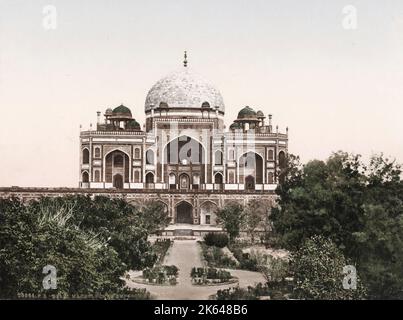 Vintage 19. Jahrhundert Foto: Das Grab des Moghul-Kaiser Humayun in Delhi, Indien. Stockfoto