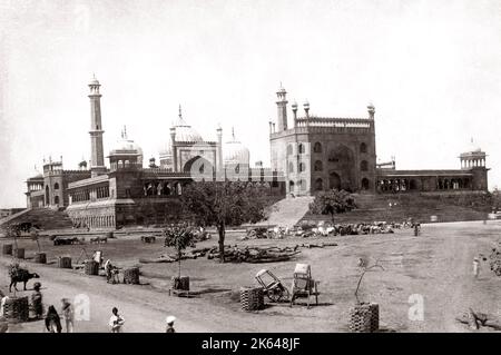 Market Traders, Jama Masjid Moschee, Delhi, Indien, um 1880 Stockfoto