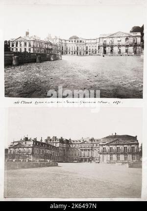 Vintage 19. Jahrhundert Foto: Ruinen des Schlosses von St. Cloud, Französisch-Preußischer Krieg, 1871. Stockfoto