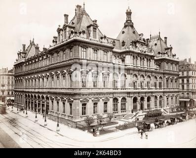 Vintage 19. Jahrhundert Foto: Bourse, Börse, Lyon Stadtzentrum, Frankreich, um 1890 Stockfoto