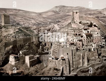 c.1890 Heiliges Land Palästina Israel - Kloster von Mar Saba. Stockfoto