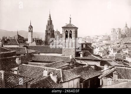 19 Vintage Fotografie - Spanien (Juan Laurent Fotograf) - Blick über die Stadt Toledo Stockfoto