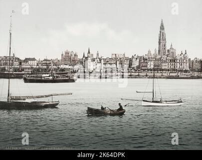 19. Jahrhundert Vintage-Foto: Anvers, antwerpen. Antwerpen ist eine Hafenstadt an der Schelde, Belgien. Stockfoto