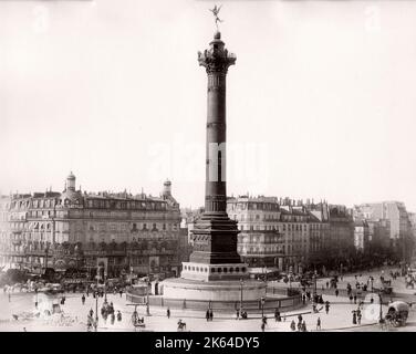 Spätes 19th Jahrhundert Vintage-Foto: Place de la Bastille, Paris, Frankreich. Stockfoto