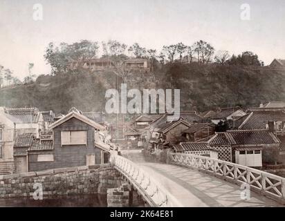The '100 Steps' Leading to 'The Bluff' Yokohama, Japan, c.1880's Vintage Photo aus dem späten 19.. Jahrhundert Stockfoto