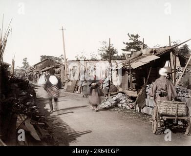 19. Jahrhundert Vintage-Foto: Erdbebenschäden in Japan um 1890 Stockfoto