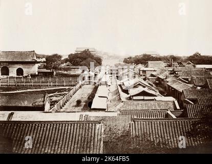 Vintage 19th Jahrhundert Foto: Dachansicht, Kaiserpalast, Peking, Peking, China Stockfoto