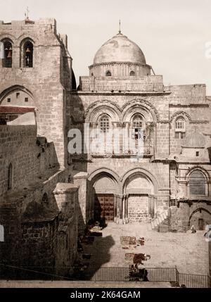 Vintage 19th Jahrhundert Foto: Kirche des Heiligen Grabes, Jerusalem, Palästina, modernes Israel. Stockfoto